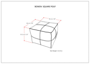 English Elm Bowen Leather Square Pouf Ottoman - Handcrafted Black Top-Grain Buffalo Leather, Supportive Accent Seat B136P159308