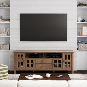 English Elm Artisan 72" Rustic Tv Media Stand - Handcrafted Solid Wood With Elegant Storage & Cable Management B136P158426