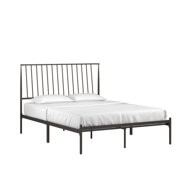 Homelegance By Top-Line Dante Metal Platform Bed with Curved Metal Headboard Dark Bronze Metal