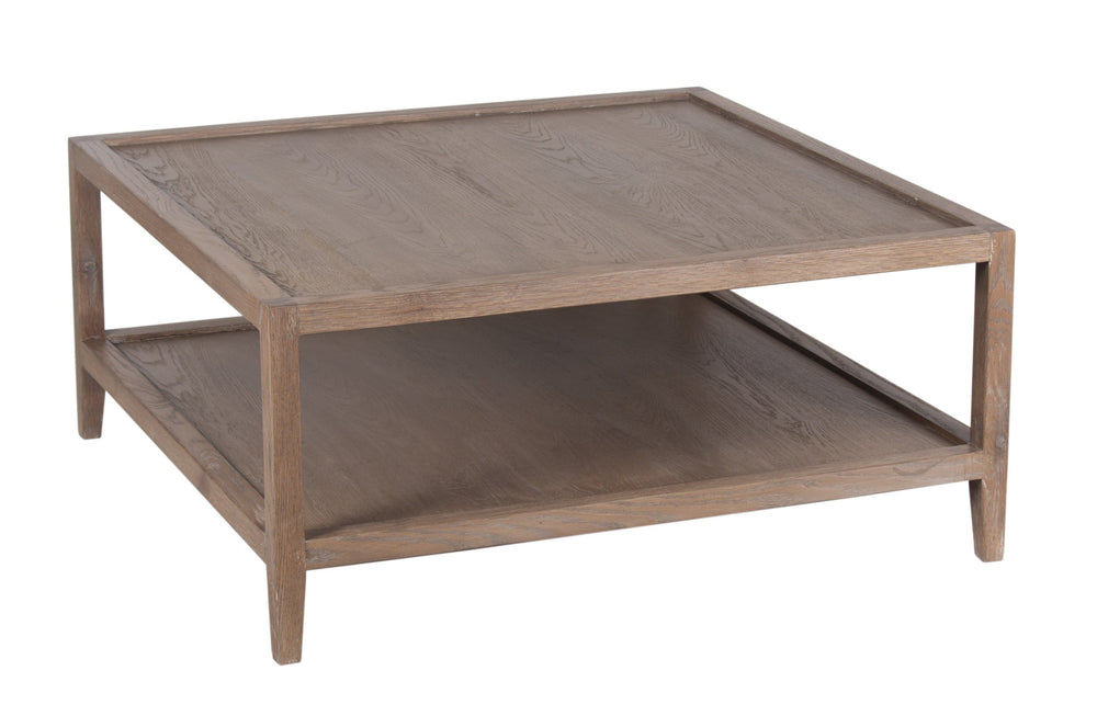 Porter Designs Lowell Solid White Oak Coffee Table With Storage, Versatile Style For Any Home Brown Wood 05-108-02-1920