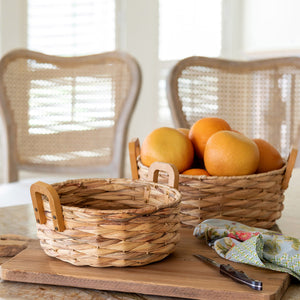 Woven Water Hyacinth Round Serving Basket EAW20616 Park Hill