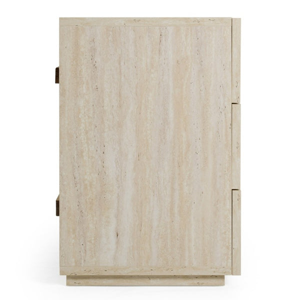 VIG Furniture Lago Faux Travertine Dresser With 6 Soft-Close Drawers, Rose Copper Handles, Durable Modern Style VGAC-LAGO-DRS