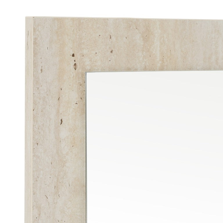 VIG Furniture Lago Faux Travertine Mirror 34X40" — Modern Rectangular Wall Or Dresser Accent, Lightweight Durable VGAC-LAGO-MIR