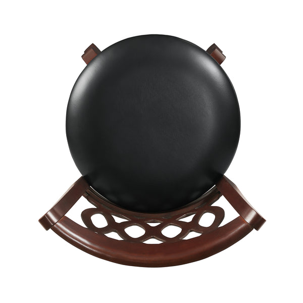 Homelegance By Top-Line Harvey Cherry Finish Scroll Back Swivel 24" Counter Height Stool Black Solid Wood