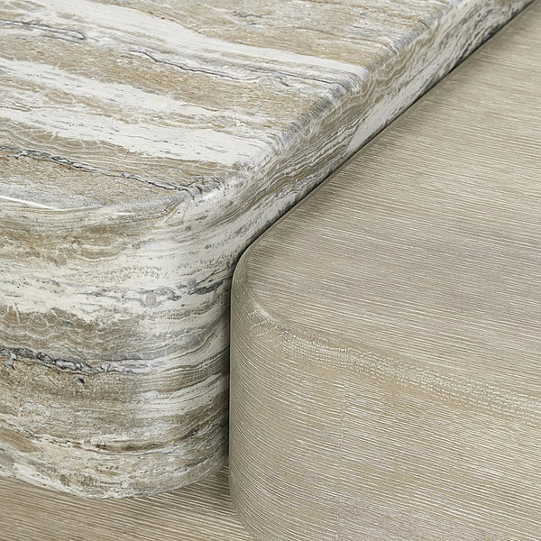 Bernhardt Bernhardt Arcadia Two-Tier Faux Stone Cocktail Table With Casters, Rustic-Modern Kalta Clay Finish 334022