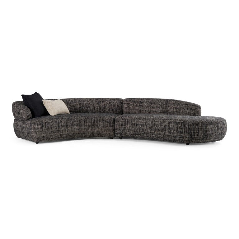 VIG Furniture Lakota Curved 2-Piece Sectional Sofa With Right-Facing Chaise, Dark Grey Fabric, Plush Foam Cushions VGOD-ZW-23044-DKGRY