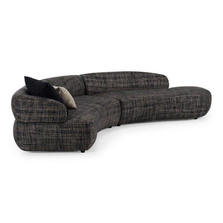 VIG Furniture Lakota Curved 2-Piece Sectional Sofa With Right-Facing Chaise, Dark Grey Fabric, Plush Foam Cushions VGOD-ZW-23044-DKGRY