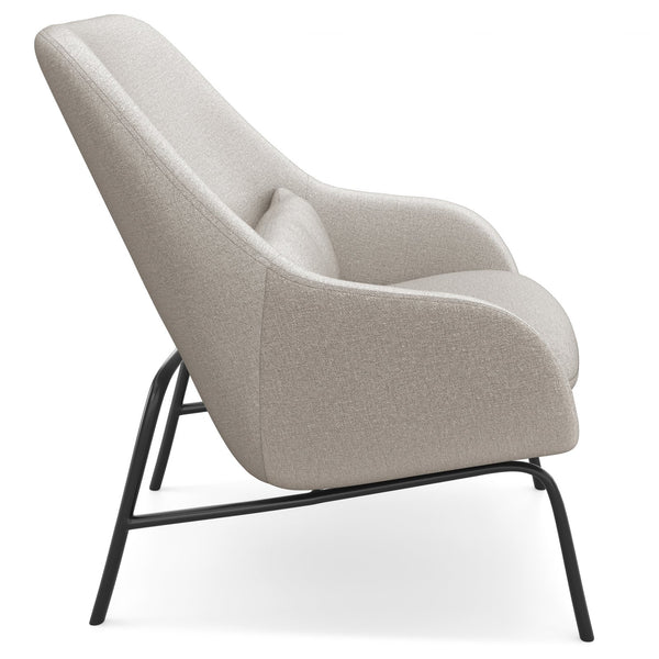 English Elm Elmont Mid-Century Accent Chair in Natural Woven Fabric with Lumbar Pillow & Black Metal Base, Upholstered B136P159930