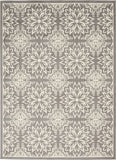 Nourison Jubilant JUB06 Machine Made Power-loomed Narrow Border Indoor Only Farmhouse Contemporary Rug Ivory,Grey, Grey 100% Polypropylene 99446478368