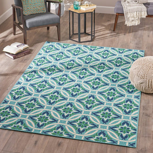 English Elm Christopher Knight Home® - MERIDIAN Blue Polypropylene Rug 5'3" x 7'6" Machine Woven Loop Pile Durable Indoor Rectangular Mat 64166.00