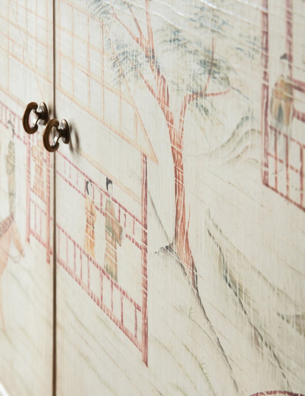 Hooker Furniture Melange Canvas Crackle Accent Chest With Hand-Painted Asian Motif, Soft-Close Drawers & Storage 628-85711-05