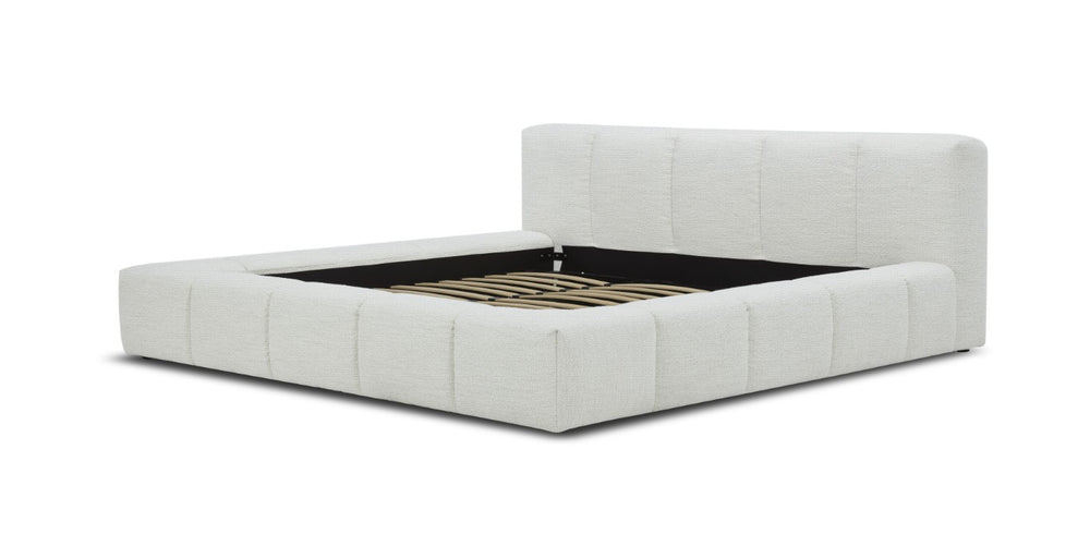 VIG Furniture Lamont Modern Eastern King Fabric Bedframe In Cream Upholstery — Sturdy Mdf Core, Sleek Tailored Design VGKK-KFB1051-BED-EK