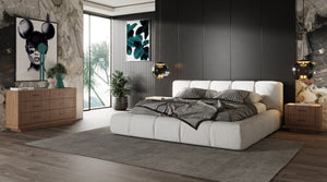 VIG Furniture Bailey- Modern Walnut Dresser With 6 Smooth-Glide Drawers, 3D Tempered Glass Top & Black Handles VGHB-EM112C-W