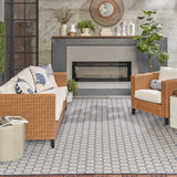 Nourison Reversible Indoor Outdoor RVB01 Machine Made Loom-woven Borderless Design Indoor/Outdoor Modern Outdoor Rug Blue, Blue 89% Polypropylene,11% Polyester 99446974082