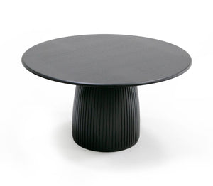 VIG Furniture Lander Black Oak Round Dining Table — Mid‑Century Tambour Pedestal, Durable Veneer, Seats 4–6 VGDW-J3630-1-BLK