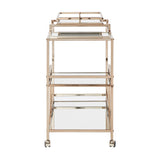 Homelegance By Top-Line Byron Champagne Gold and Mirror Bar Cart Gold Metal