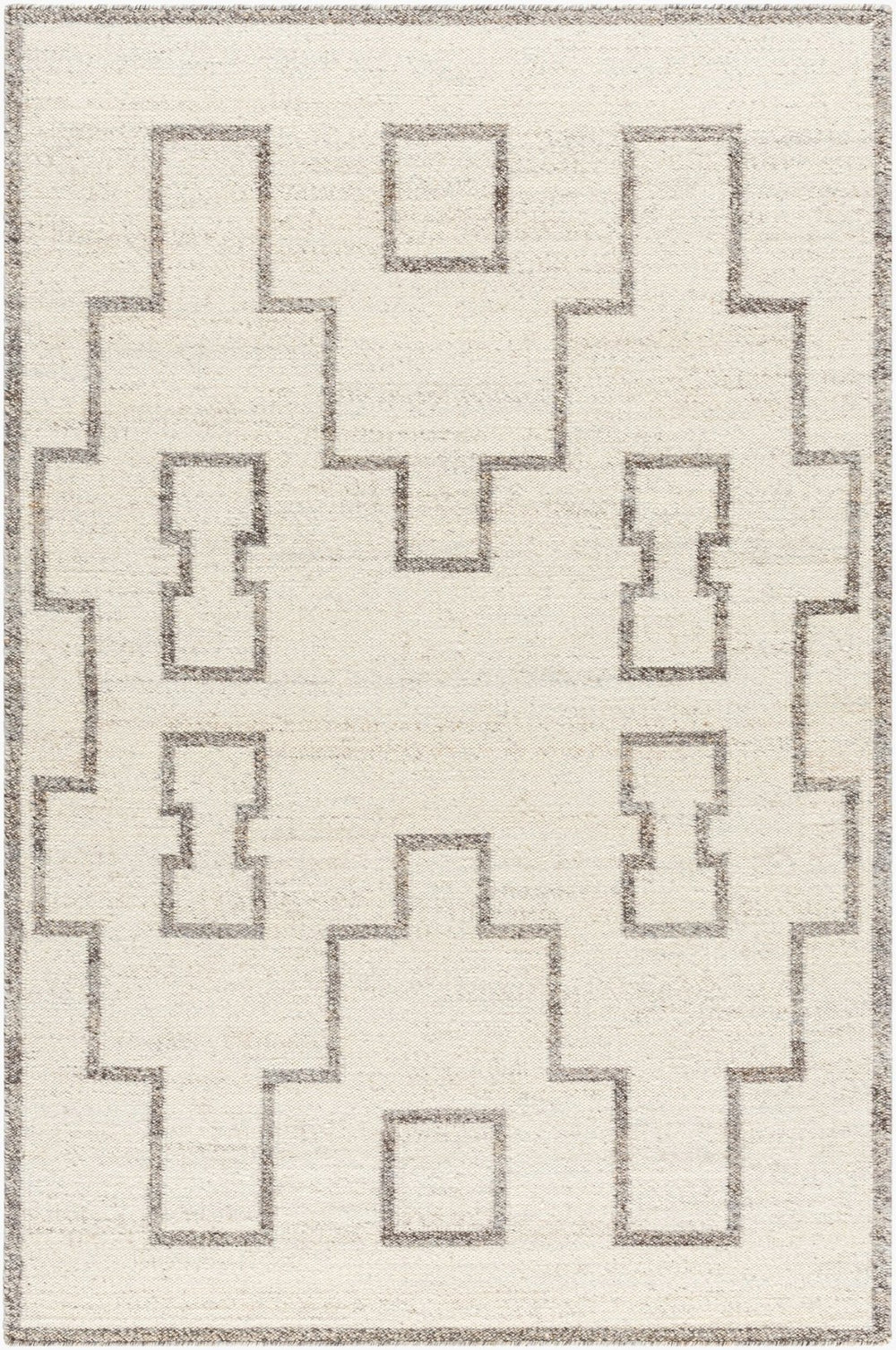 Livabliss Lanesra Handwoven Wool Accent Rug Artisan Crafted in India for Entryways and Bedside Ivory, Charcoal 2' x 3' LAR2301-23