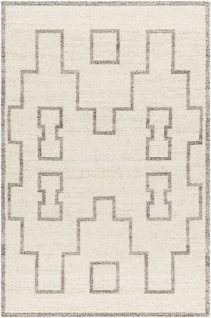 Livabliss Lanesra Handwoven Wool Accent Rug Artisan Crafted in India for Entryways and Bedside Ivory, Charcoal 2' x 3' LAR2301-23