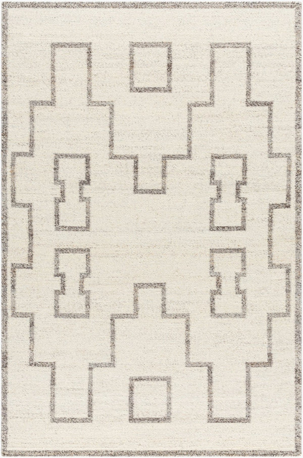 Livabliss Lanesra Handwoven Wool Accent Rug Artisan Crafted in India for Entryways and Bedside Ivory, Charcoal 2' x 3' LAR2301-23
