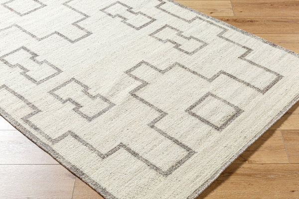 Livabliss Lanesra Handwoven Wool Accent Rug Artisan Crafted in India for Entryways and Bedside Ivory, Charcoal 2' x 3' LAR2301-23