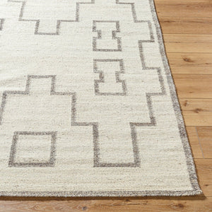 Livabliss Lanesra Handwoven Wool Accent Rug Artisan Crafted in India for Entryways and Bedside Ivory, Charcoal 2' x 3' LAR2301-23