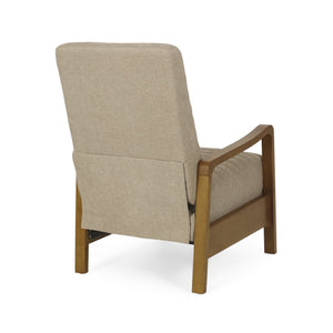 English Elm Christopher Knight Home® - Fabric Sand Push-Back Recliner Chair with Channel Stitching, Rubberwood Frame, Compact Comfort Lounge — Ergonomic Manual Club Seat (Sand) 71261.00SND