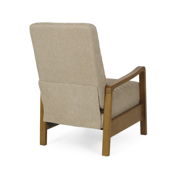 English Elm Christopher Knight Home® - Fabric Sand Push-Back Recliner Chair with Channel Stitching, Rubberwood Frame, Compact Comfort Lounge — Ergonomic Manual Club Seat (Sand) 71261.00SND
