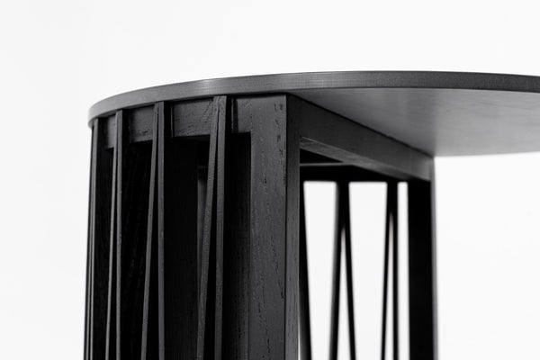 VIG Furniture Larimer Modern Nesting Round Coffee Table Set With Matte Black Ceramic Tops And Solid Wood Slat Base VGDW-J5925AB-GRN-CT
