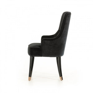 VIG Furniture Larissa Velvet Dining Chair In Black With Tufted Back, Solid Wood Frame & Rose Gold Leg Caps VGUNCC016-BLK-1