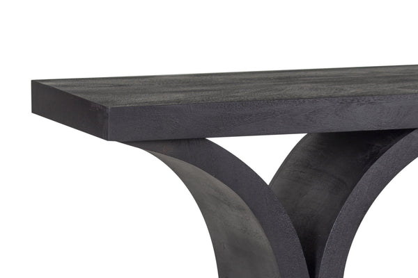 Porter Designs Porter Brockton Solid Mango Wood Console Table - Modern Geometric Design, Rich Black Finish Black Wood 05-108-10-5662