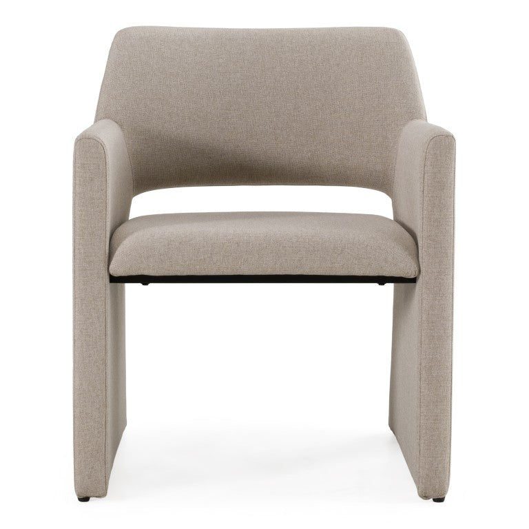 VIG Furniture Lasara Modern Fabric Arm Chair With Contoured Support, Metal Frame, Foam-Cotton Comfort, 31.7" H Beige Dining Chair VGDW-L-895-BGE
