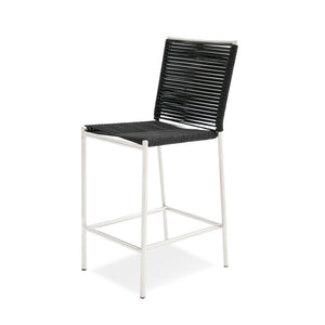 VIG Furniture Lathrop Modern Outdoor Counter Stool — Black Bungee Sling, Stainless 304 Frame, Weather-Resistant Design VGGR911939