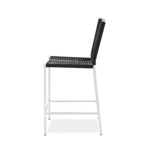 VIG Furniture Lathrop Modern Outdoor Counter Stool — Black Bungee Sling, Stainless 304 Frame, Weather-Resistant Design VGGR911939