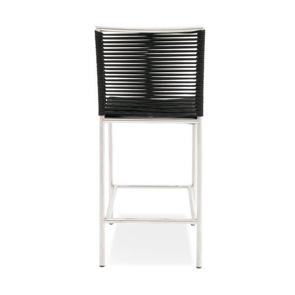 VIG Furniture Lathrop Modern Outdoor Counter Stool — Black Bungee Sling, Stainless 304 Frame, Weather-Resistant Design VGGR911939