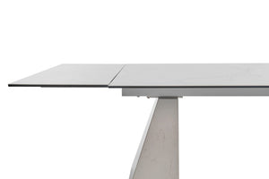 VIG Furniture Latrobe 79–118" Extendable Ceramic Marble-Look Dining Table With Quartz-Finish Base, Modern Glam Comfort VGYFDT8765-5C-WHT-DT