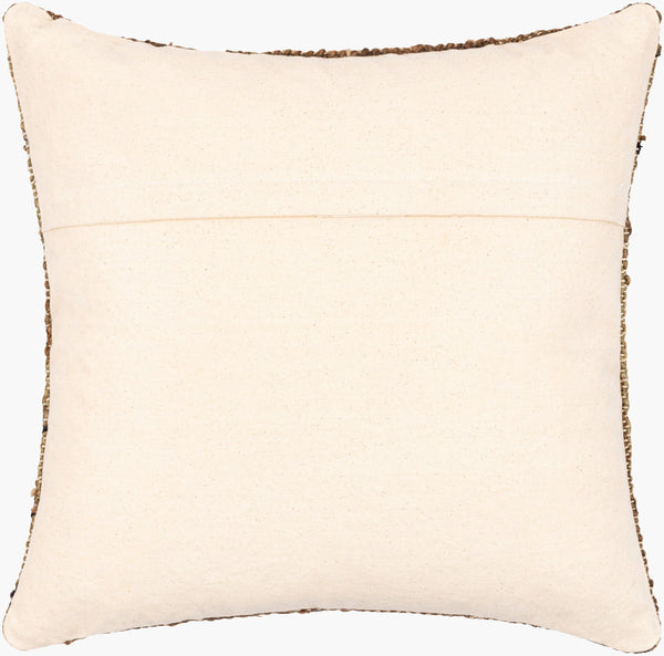 Surya Luanda 20" Square Accent Pillow Kit - Exotic Woven Design In Cotton, Wool & Jute For Stylish Decor Dark Brown Jute,Wool,Cotton,Cotton Lau004-2222p