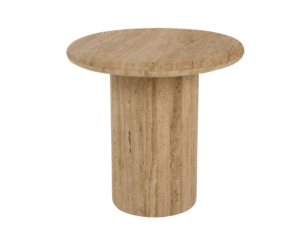 VIG Furniture Modrest Lavaca - Modern Travertine Marble Round End Table VGBR-SBA-4799RD