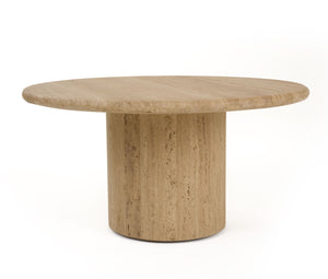 VIG Furniture Modrest Lavaca - Modern Travertine Marble Round Coffee Table VGBR-SBA-4800-CTSM