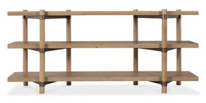 Hooker Furniture Vineyard Pecky Hickory Console Table In Sonoma Finish With Hammered Metal Brackets, Fits 80" Tv 6952-55470-80