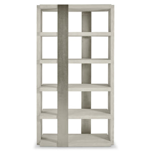 Bernhardt Bernhardt Tempo Etagere Open-Shelf Wire-Brushed Oak Shelving With Satin Nickel Band, Rustic Modern 346816