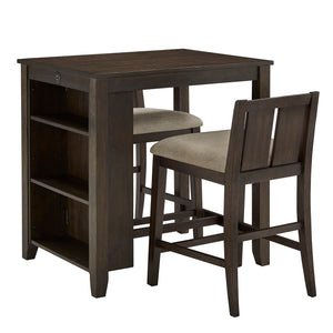 Homelegance By Top-Line Chevalier Two-Tone Counter Height 3-Piece Dining Set Brown MDF