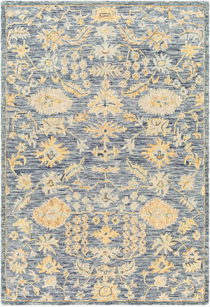 Surya Lazio 2'6" X 8' Handmade Wool Area Rug – Timeless Elegance, High/Low Texture, Perfect For Any Room Dark Blue Wool Laz2302-23