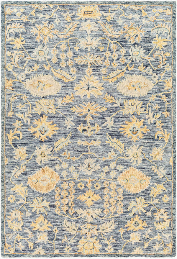 Surya Lazio 2'6" X 8' Handmade Wool Area Rug – Timeless Elegance, High/Low Texture, Perfect For Any Room Dark Blue Wool Laz2302-23