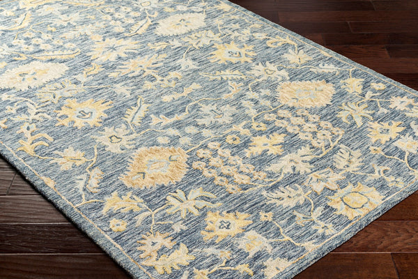 Surya Lazio 2'6" X 8' Handmade Wool Area Rug – Timeless Elegance, High/Low Texture, Perfect For Any Room Dark Blue Wool Laz2302-23