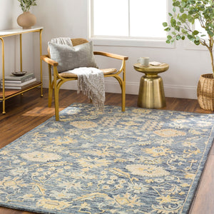 Surya Lazio 2'6" X 8' Handmade Wool Area Rug – Timeless Elegance, High/Low Texture, Perfect For Any Room Dark Blue Wool Laz2302-23
