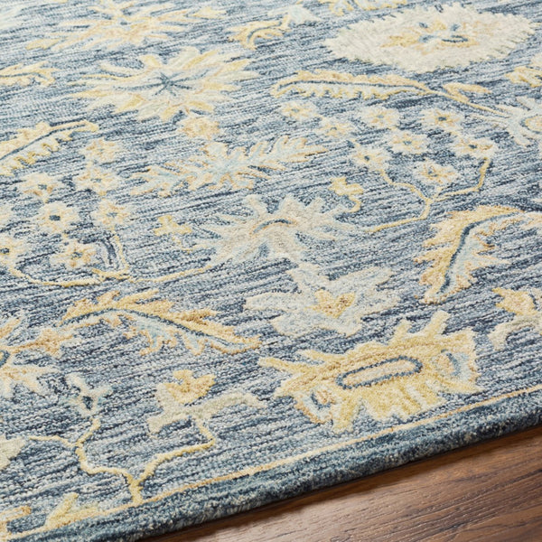 Surya Lazio 2'6" X 8' Handmade Wool Area Rug – Timeless Elegance, High/Low Texture, Perfect For Any Room Dark Blue Wool Laz2302-23