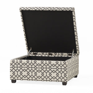 English Elm Richmond Square Storage Ottoman Geometric Patterned Fabric Lift Top Living Room 60266.00