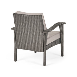 English Elm Christopher Knight Home® - HONOLULU Woven Rattan Club Chair Set — Durable PE Rattan & Iron Frame, Waterproof Fabric, Cozy Seating Grey+Silver 52918.00GRYMP2