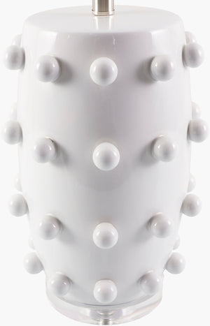 Surya Labianca Elegant 29" Ceramic Accent Table Lamp With Linen Shade & Crystal Finial For Home Decor Body, White,Shade, White,Finial, Clear,Harp, Metallic ,Nickel,Cord, Translucent Ceramic,Linen,Linen,Linen,Plastic,Crystal Lba-002