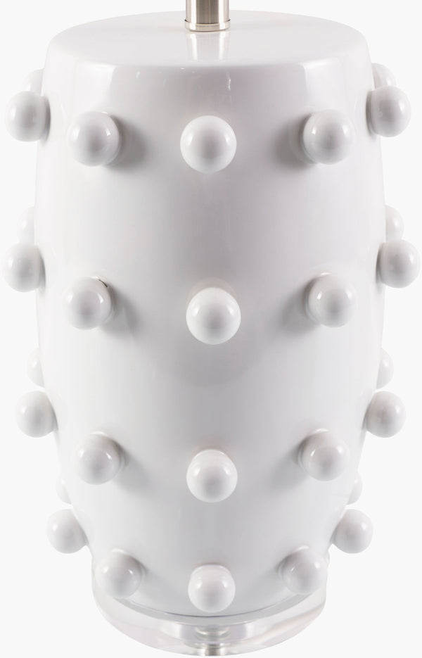 Surya Labianca Elegant 29" Ceramic Accent Table Lamp With Linen Shade & Crystal Finial For Home Decor Body, White,Shade, White,Finial, Clear,Harp, Metallic ,Nickel,Cord, Translucent Ceramic,Linen,Linen,Linen,Plastic,Crystal Lba-002
